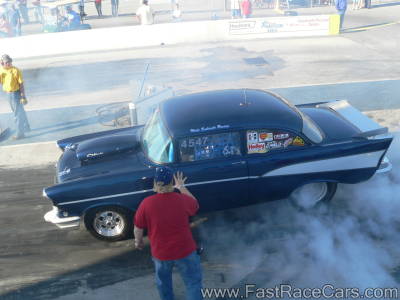 Navy Blue 1955 Chevy Burnout