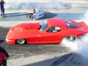 1963 Red Corvette Drag Car Doing Burnout