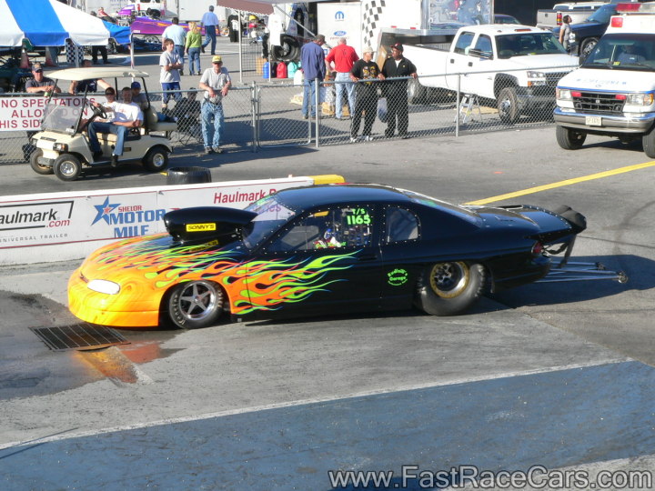 Black Monte Carlo Drag Car with Flames