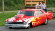 Red 1967 Nova Drag Car With Flames