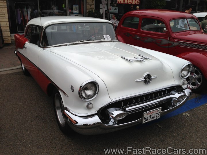 Red and White 1955 Chevrolet Bel Air