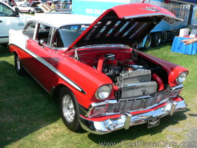 RED AND WHITE 1955 CHEVY SUPERCHARGED
