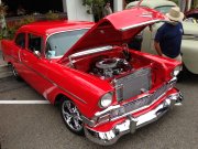 Red 1956 Chevrolet Bel Air With Lots Of Chrome