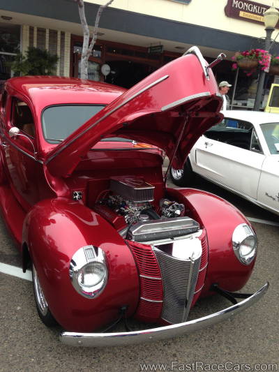 Red 1940 Ford Deluxe Coupe